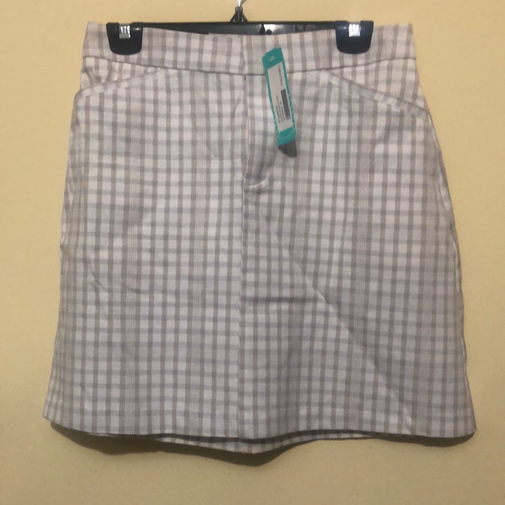 Tan checked skirt